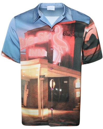 BLUE SKY INN Flamingo Inn Graphic-print Shirt - Blue