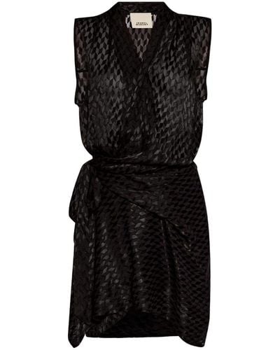 Isabel Marant Devoré-effect Draped Minidress - Black