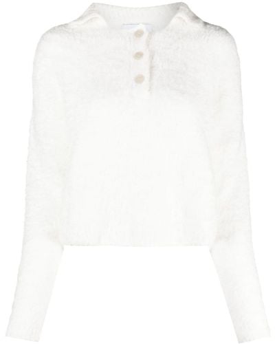 Rus Kusuguru Spread-collar Cropped Sweater - White