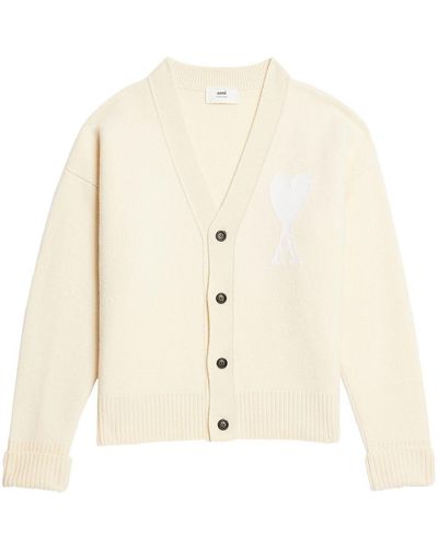 Ami Paris Cardigan boutonné à logo - Neutre