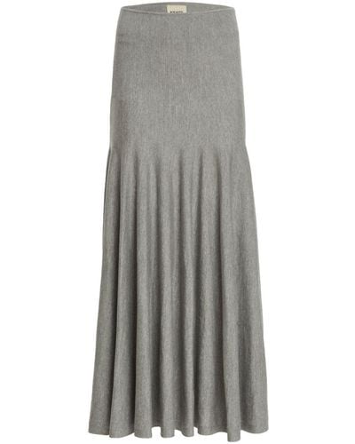 Khaite Remino Wool-blend Dropped Pleated Maxi Skirt - Gray
