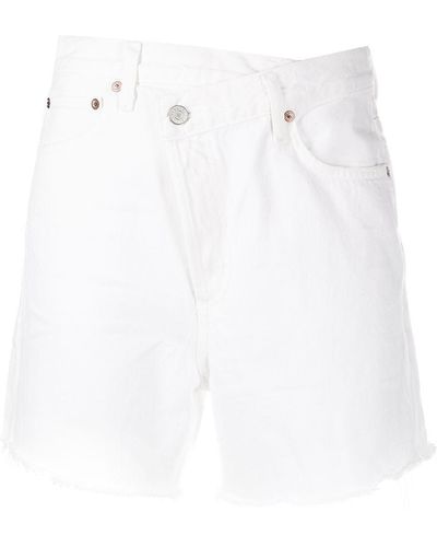 Agolde Asymmetric-button Denim Shorts - White