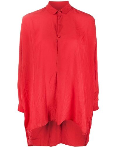 Daniela Gregis Draped Button-up Silk Shirt - Red