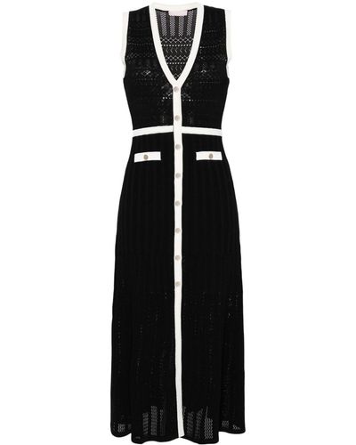 Liu Jo Vestido midi de punto calado - Negro