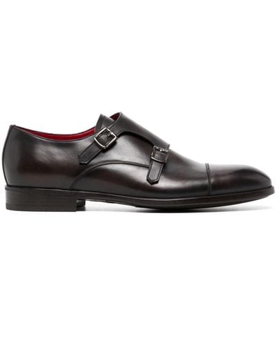 Barrett Buckle-detail Leather Monk Shoes - Black