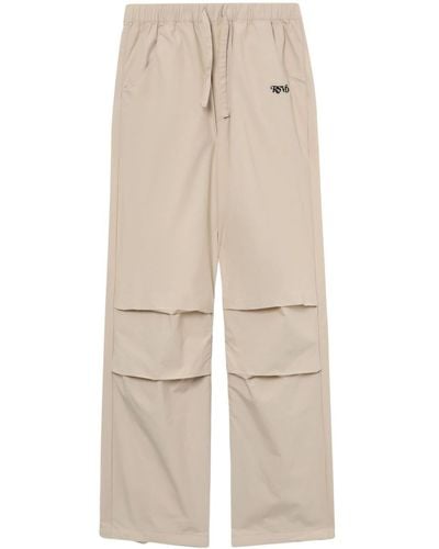 Izzue Drawstring-waist Cotton Trousers - Natural
