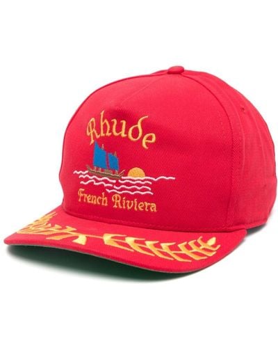 Rhude Slogan-embroidered Cotton Cap