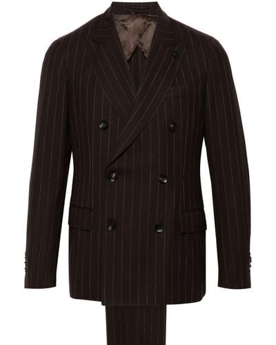 Lardini Double-breasted Wool Suit - Black