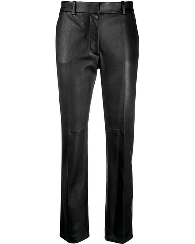 JOSEPH Mid-rise Leather Slim-fit Trousers - Black
