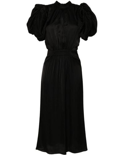 ROTATE BIRGER CHRISTENSEN Puff-sleeve Sequin Embellished Midi Dress - Black