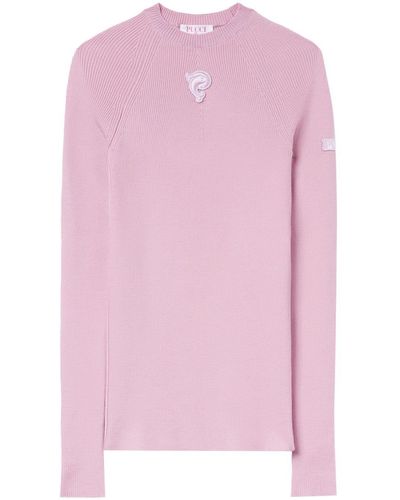 Emilio Pucci Logo-appliqué Ribbed-knit Sweater - Pink