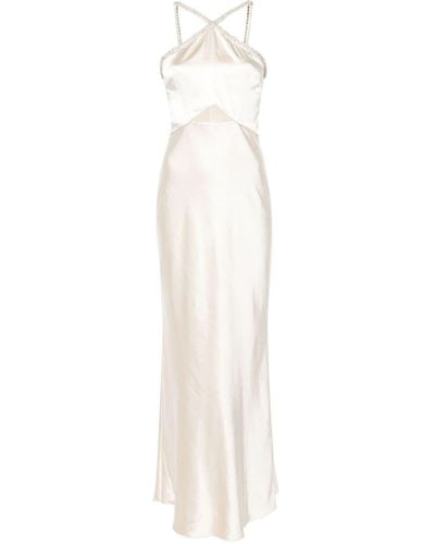 Self-Portrait Crystal-embellished Satin Gown - White