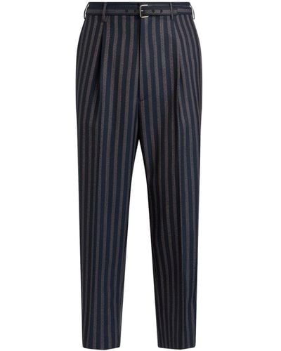Etro Striped Belted Trousers - Blue