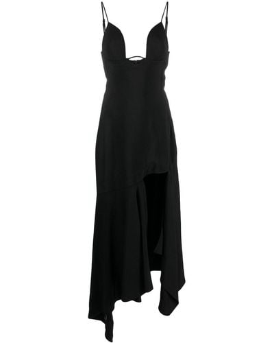 Mugler Asymmetric Sleeveless Midi Dress - Black