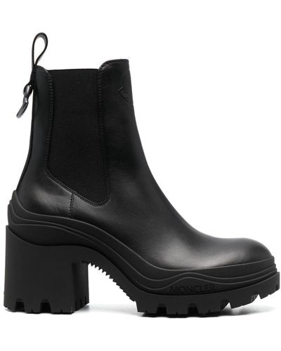 Moncler 90mm Block-heel Leather Boots - Black