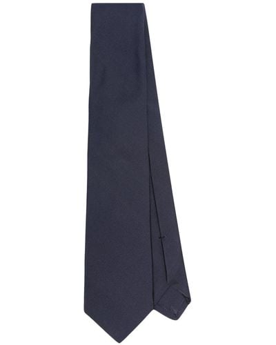 Kiton Corbata con extremo en punta - Azul