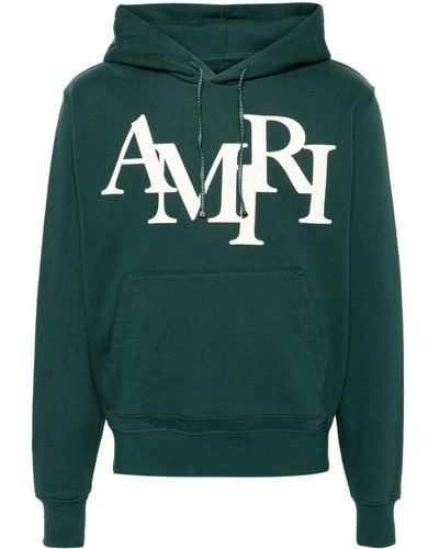 Amiri Logo-appliqué Cotton Hoodie - Green