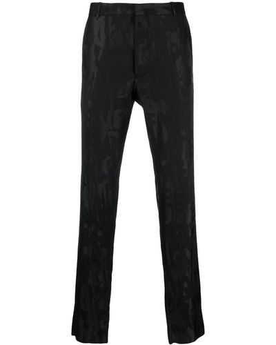 Alexander McQueen Pantalones de vestir con logo Graffiti en jacquard - Negro