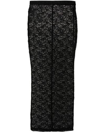 Alessandra Rich Lace Midi Skirt - Black