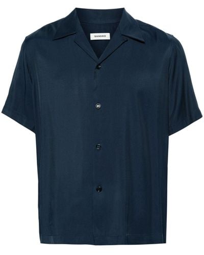 Sandro Short-sleeve Twill Shirt - Blue
