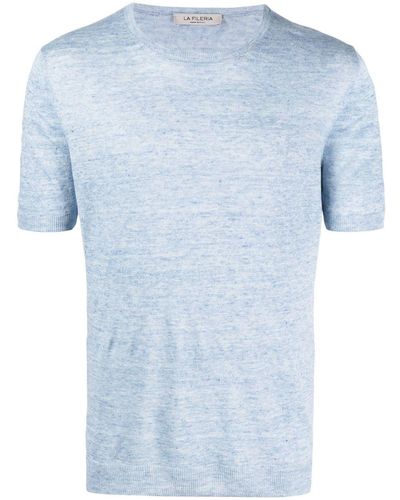 Fileria Fine-knit Linen T-shirt - Blue
