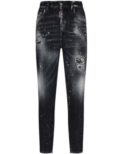 DSquared² Tapered-Jeans im Distressed-Look - Grau