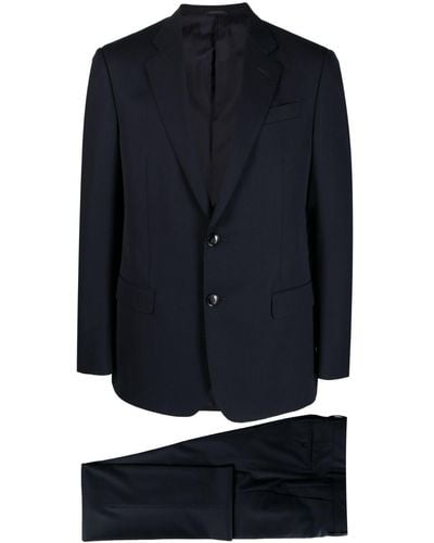 Giorgio Armani Pressed-crease Virgin Wool Tailored Pants - Blue