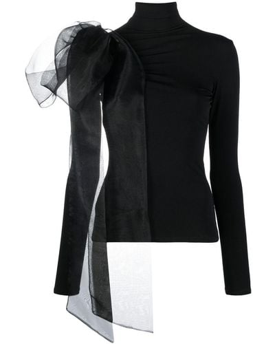 Atu Body Couture Bow-embellished High-neck Top - Black