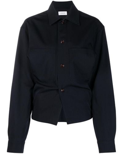 Lemaire Balloon-sleeve Wool Shirt - Black