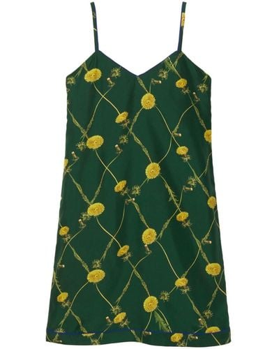 Burberry Dandelion-print Silk Dress - Green