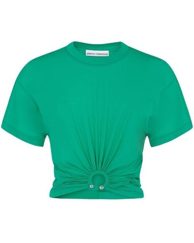 Rabanne T-shirt froncé à manches courtes - Vert