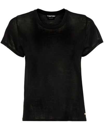 Tom Ford Logo-plaque Silk T-shirt - Black