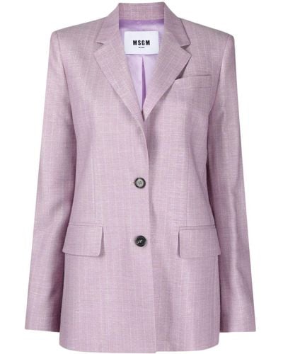 MSGM Pinstripe-pattern Single-breasted Blazer - Purple