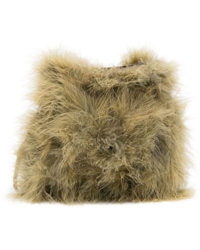 Yves Salomon Clutch Met Veren - Groen