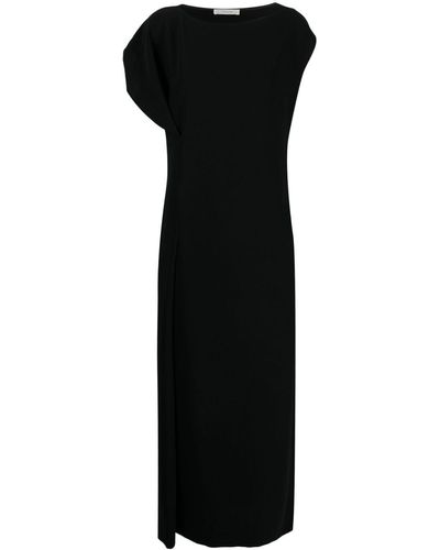 The Row Blathine Asymmetric Midi Dress - Black