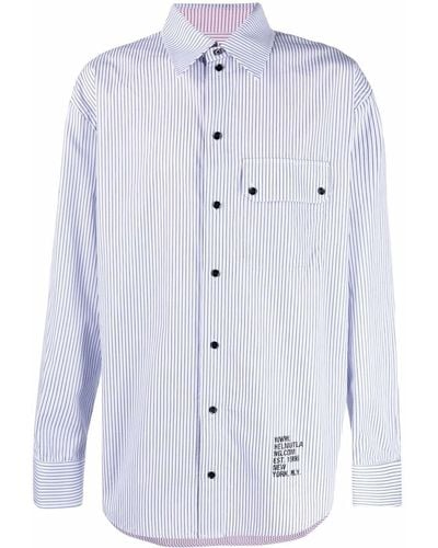 Helmut Lang Camisa a rayas de manga larga - Azul