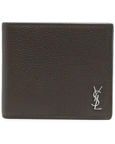 Saint Laurent Ysl Logo-plaque Leather Wallet - Green