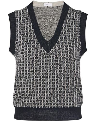 Rosetta Getty Patterned Intarsia-knit Merino-wool Vest - Grey