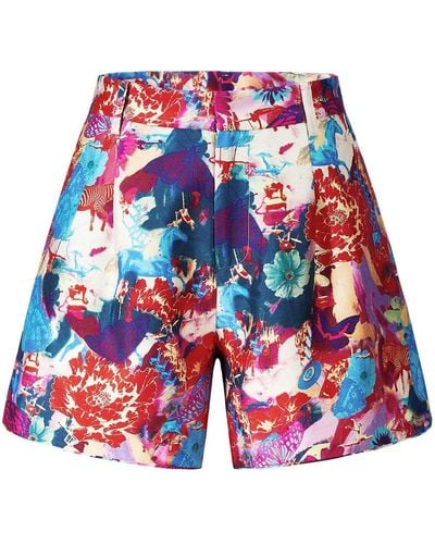 Shanghai Tang Abstract-pattern Silk Shorts - Red