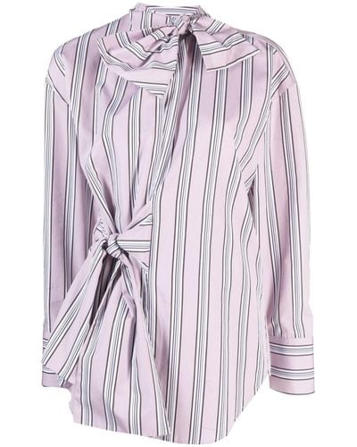 MSGM Bow-detail striped shirt - Viola