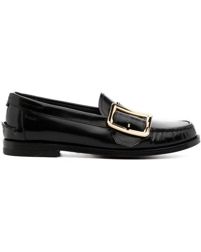 Bally Large-buckle Patent Leather Loafers - Black