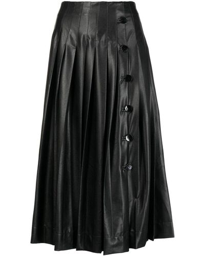 Altuzarra Pleated Faux-leather Midi Skirt - Black