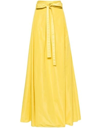 Pinko Belted Taffeta Maxi Skirt - Yellow