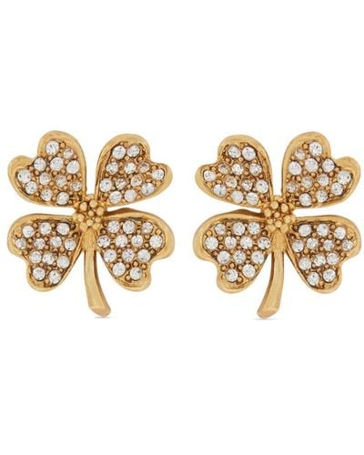 Oscar de la Renta Crystal-embellished Floral Earrings - Metallic