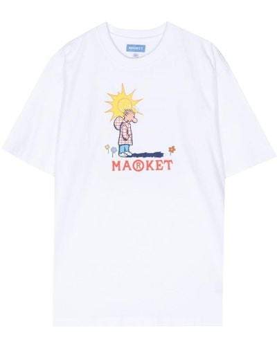 Market Shadow Work Cotton T-shirt - White