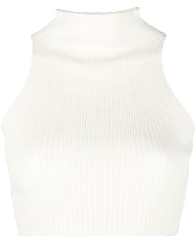 Aeron Ribbed-knit Crop Top - White
