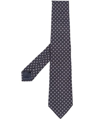 Giorgio Armani Cravate en soie à imprimé graphique - Bleu