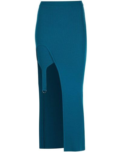 Monse Asymmetric Merino-wool Skirt - Blue