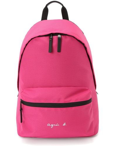 agnès b. Logo-print Canvas Backpack - Pink