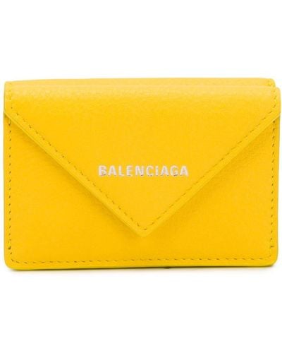 Balenciaga Mini Papier Leather Wallet - Yellow